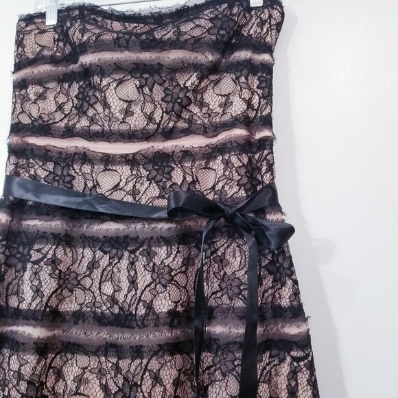 BCBGMaxAzria Black All Lace Strapless A-Line Dress - Picture 7 of 10